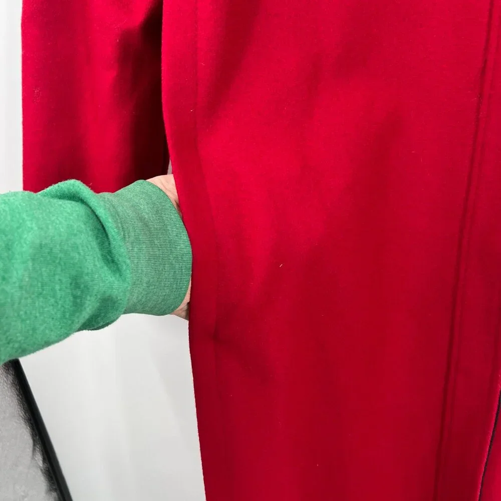 Vintage union made NYG new york girl red wool trench coat glamorous chic‎ 16